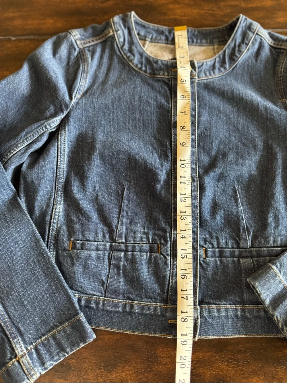 J. Crew Louisa Dark Blue Denim Jacket with Gold Buttons